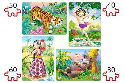 Puzzle 4x DZUNGLA JUNGLE BOOK wysylka 24h! new CASTORLAND *JBook