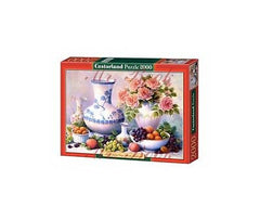 Puzzle 2000 OWOCE W NIEBIESKIEJ ZASTAWIE jigsaw Fruit Salad Days Hardwick JBook
