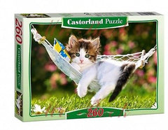 Jigsaw Puzzle 260 KITTEN ON HAMMOCK jigsaw KOTEK w HAMAKU CASTORLAND *JBook
