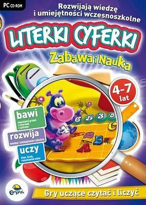 GRA KOMPUTEROWA LITERKI CYFREKI ZABAWA I NAUKA 4-7 lat PC CD-ROM  *JBook