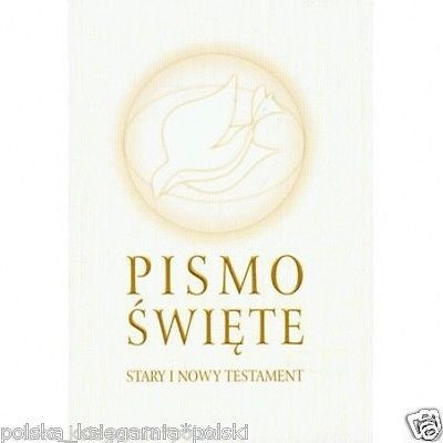 Pismo Swiete Stary i Nowy Testament DUZE TWARDE biala obwoluta BIBLIA  *JBook