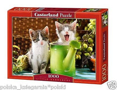 Puzzle 1000 DWA KOTKI I ZIELONA KONEWKA  jigsaw LITTLE GARDENERS CASTOR *JBook