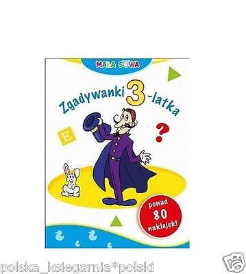 ZGADYWANKI 3-LATKA MALA SOWA kolorowe naklejki dla dzieci POLISH BOOK *JBook