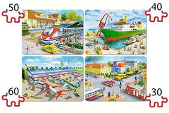 Puzzle  4 in 1 POCIAG STATEK jigsaw TRANSPORT AND TRAVEL  NEW CASTORLAND *JBook
