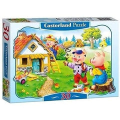 Puzzle 30 TRZY SWINKI  jigsaw THREE LITTLE PIGS NEW CASTORLAND  *JBook