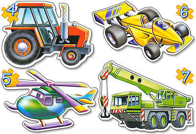 Puzzle 4 in w 1 POJAZDY helikopter wiek age 4+ CASTORLAND jigsaw for kids *JBook