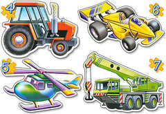 Puzzle 4 in w 1 POJAZDY helikopter wiek age 4+ CASTORLAND jigsaw for kids *JBook