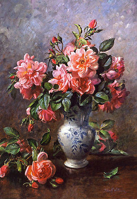 Puzzle 1000 STILL LIFE ROSES IN CHINA VASE Albert Williams CASTOR jigsaw *JBook
