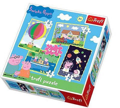 Puzzle 4 in 1 PRZYGODY PEPPY swinka PEPPA PIG wiek age 3+ TREFL *JBook