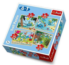Puzzle 4 in 1  RELAKS SMERFY jigsows SMURFS 35 48 54 70 NEW age 5+ TREFL  *JBook